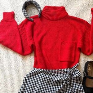 Vibrant Red Turtleneck Sweater